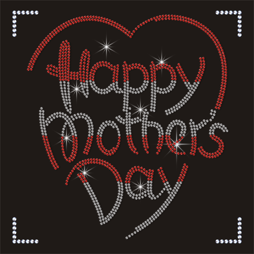 Hotfix Happy Mother Day Mom Rhinestone Iron on Transfer for T-shirts