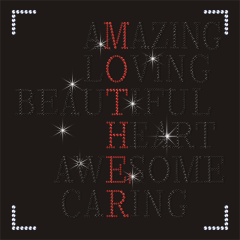 Popular T-shirt Designs Heat Press Mother Letters Designs Rhinestone Transfer