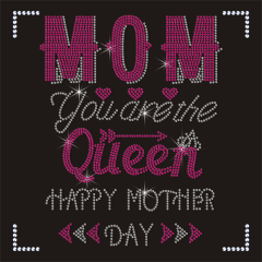 Happy Mother Day Rhinestone Applique Transfer Mom Strass Motif Iron For Clothing
