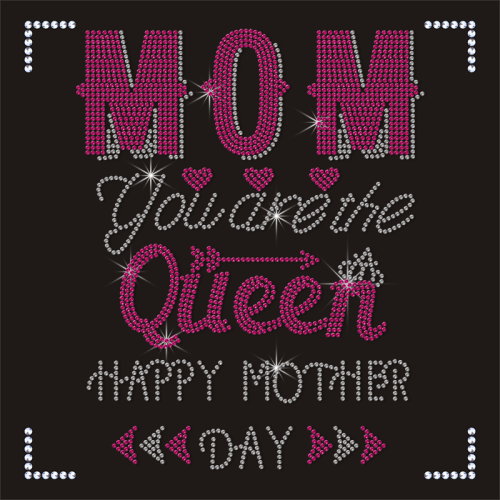 Happy Mother Day Rhinestone Applique Transfer Mom Strass Motif Iron For Clothing