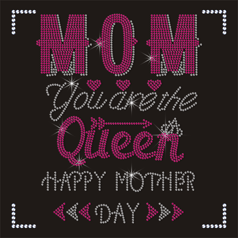 Happy Mother Day Rhinestone Applique Transfer Mom Strass Motif Iron For Clothing