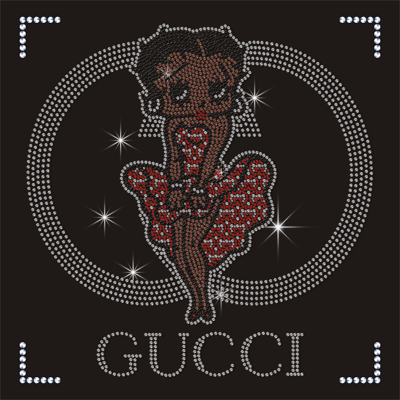 Bling T Shirts Iron on Bettyboop Rhinestone Transfers with Designer Logo