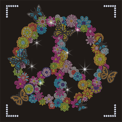 Wholesale Hot Fix Rhinestone Transfer Motifs Flowers Butterfly Motif Peace Heat Transfers