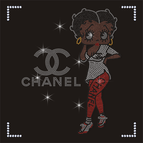 Wholesale Customized Designer Logo Hotfix Rhinestone Bettyboop Transfer Designs for Clothing