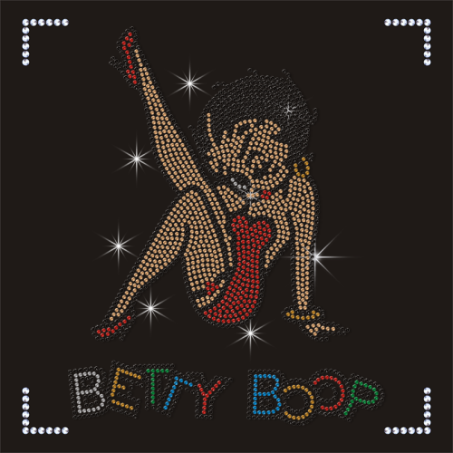 Fashion Girl Rhinestone Transfer Design Bettyboop Transfer for iron on T-shirts