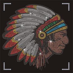 Primitive Chief Design Rhinestone Motifs Low MOQ Wholesale Heat Transfers for Hoodies Tops