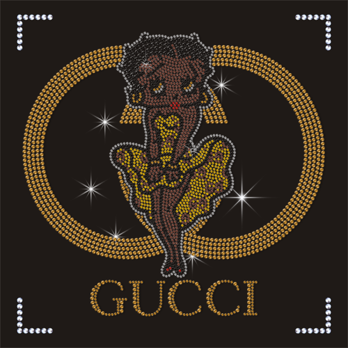 Custom Designer Logo Crystal Motifs Bling Bettyboop Design Rhinestone Transfer for Clothing
