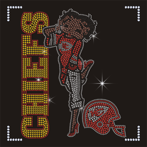 Custom Chiefs Girl Rhinestone Transfer Bettyboop Hotfix Iron On Heat Transfer