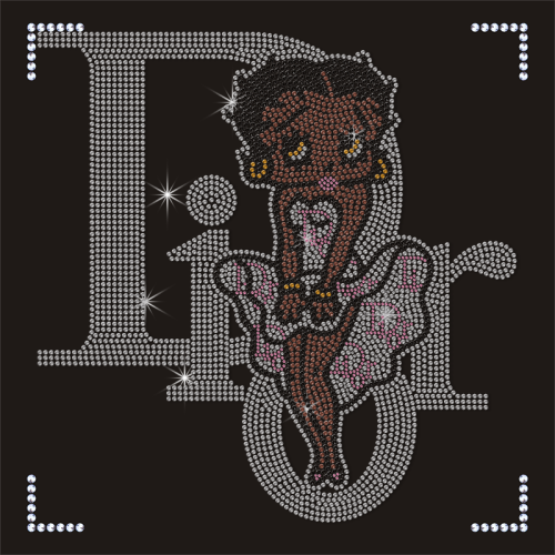 Bettyboop Designer Logo Rhinestone Transfer Iron On Bling Motif for Shirt