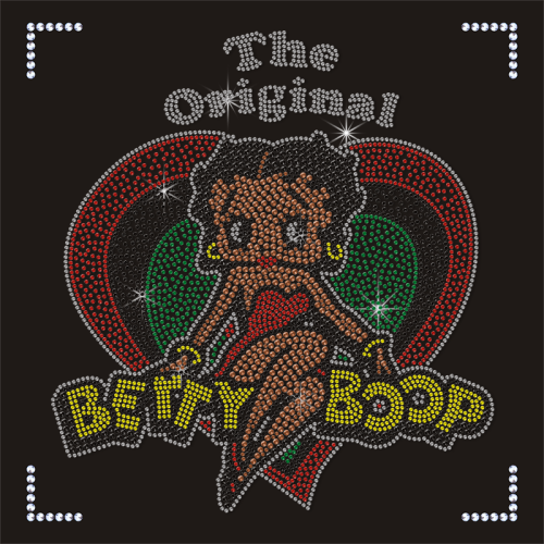 The Original Bettyboop Heart Shaped Iron on Rhinestone Transfer Sticker