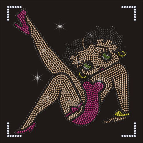 Bettyboop Rhinestone Transfers Iron on Hotfix Rhinestone Motif Design