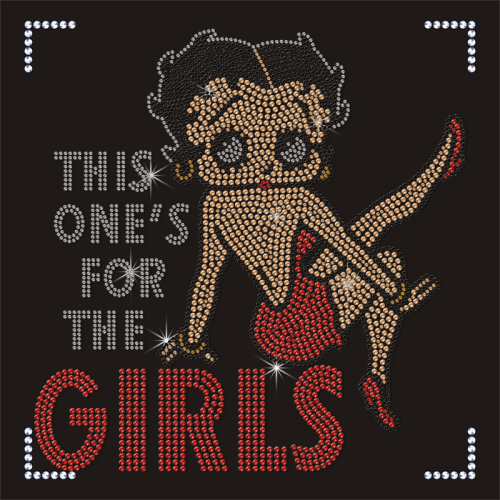Custom Hot Fix Bettyboop Girls Design Rhinestone Transfer for Dress