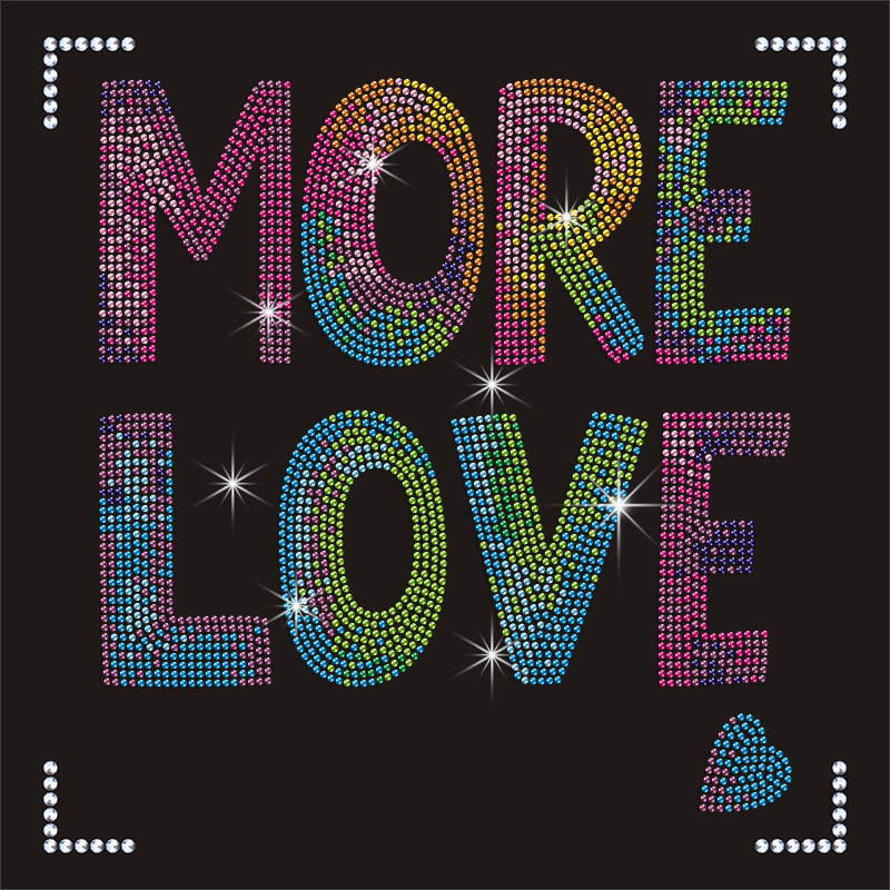 Wholesale Bling More Love Custom Letter Rhinestone Heat Transfers for T-shirts