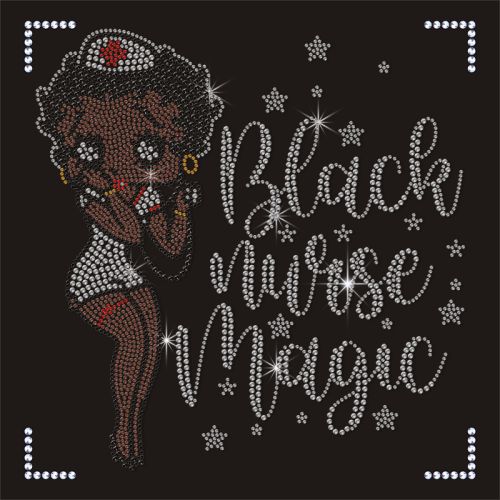 New Iron On Black Nurse Girl Transfer Bettyboop Design for T-shirt Sweat and Dress