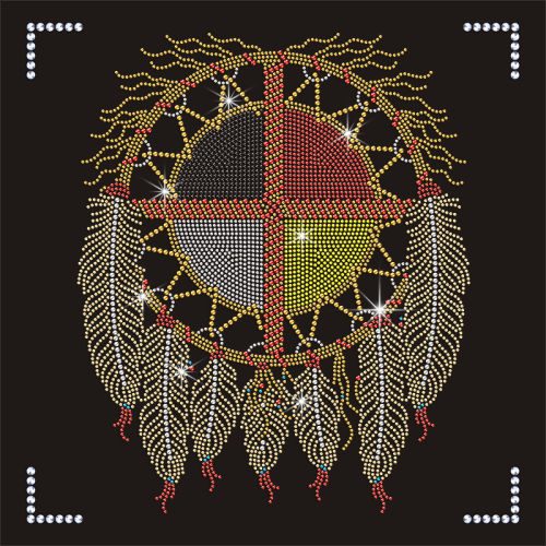 Bling Stud Strass Diamond Crystal Hotfix Motif Dream Catcher Design Rhinestone Transfer