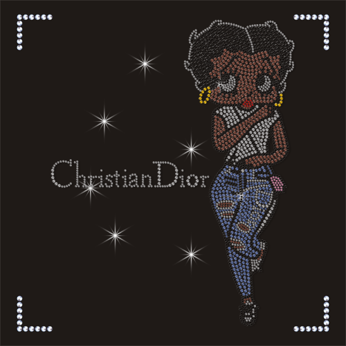 High Quality Designer Logo Iron On Bettyboop Rhinestone Transfers for Girls Dressing