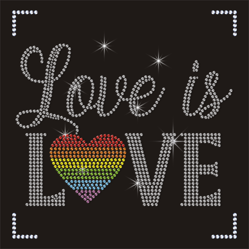 Custom Rainbow Design Rhinestone Heat Transfer Love is Love Design Motifs