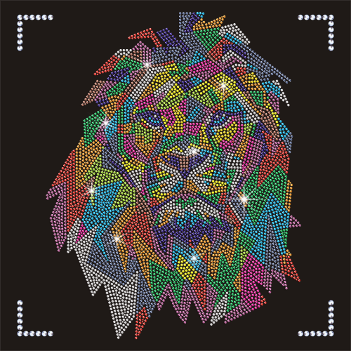 Colorful Lion Transfer Motif Animal Design Heat Press Rhinestone Transfer