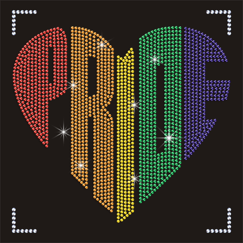 Manufactures Color Letter Rhinestones Pride Hotfix Transfer for T-shirt Custom