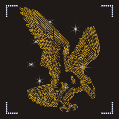 New Design Custom Gold Eagle Iron on Rhinestones Heat Transfers for T-shirt