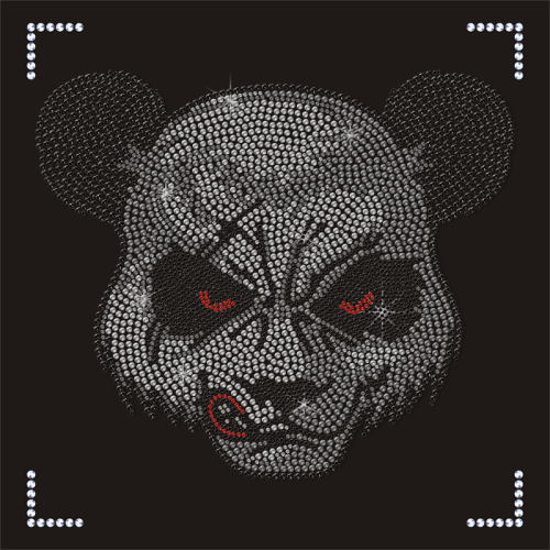 Custom Panda Design Rhinestone Crystal Bling Rhinestones Transfer for Hoodies and T Shirts