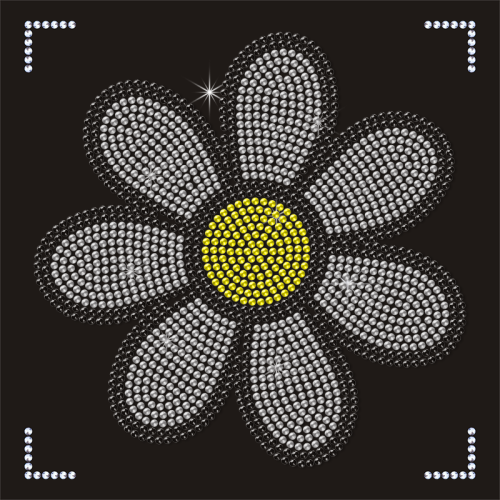 Hot Fix Crystal Flower Custom Logo Rhinestone Iron on Transfer for Clothing
