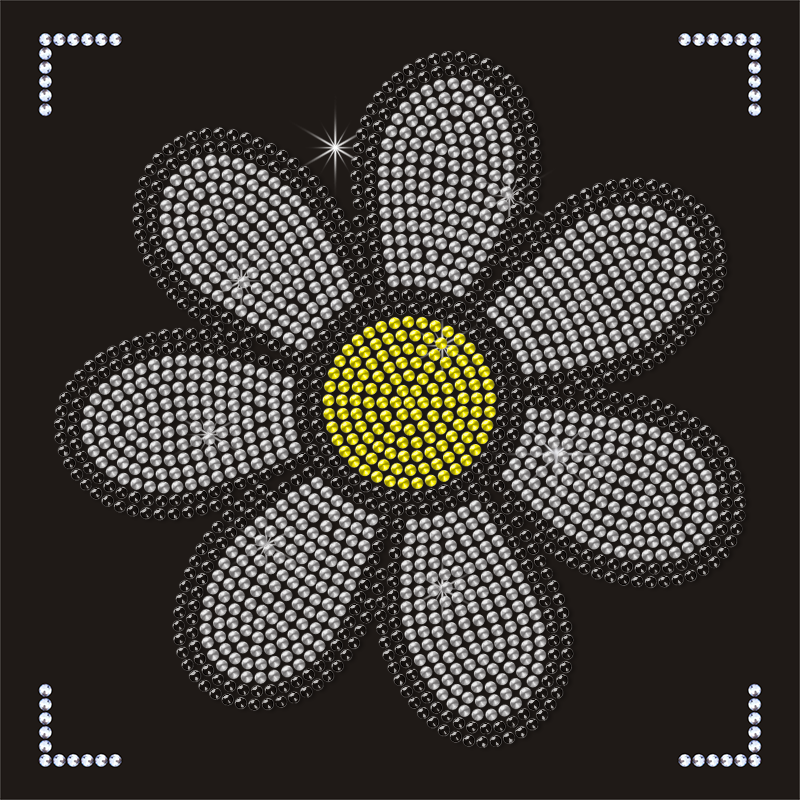 Hot Fix Crystal Flower Custom Logo Rhinestone Iron on Transfer for Clothing