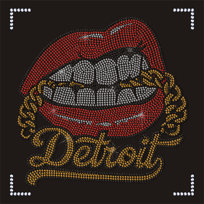 Crystal Lips and Chain Rhinestone Heat Transfers