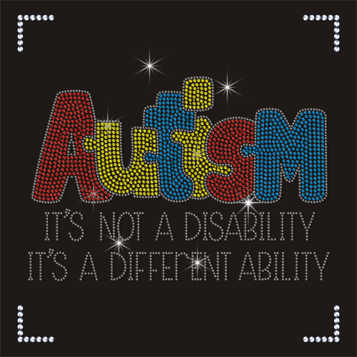 Wholesale Custom Autism Design Rhinestone Transfer Slogen Motif for T Shirts