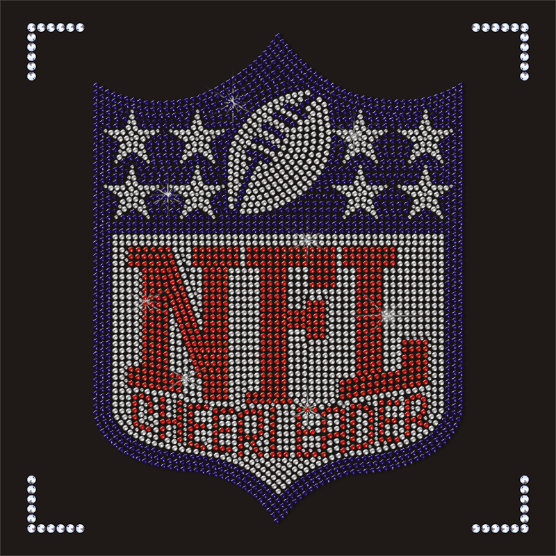 High Quality NFL Logo Heat Transfers Custom Rhinestone Transfer for Hoodie Clothing