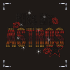 Bling Sports Team Logo Custom Astros Rhinestone Transfer for T-shirts