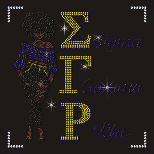 Factory Direct Sale Bling Sigma Gamma Rho Design Iron on Lady Rhinestone Transfer