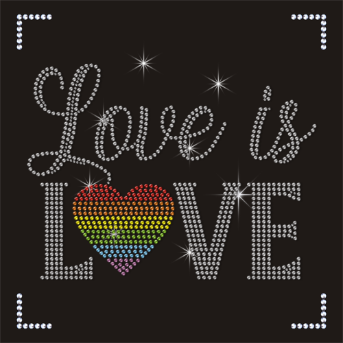 Hot Sale Custom Rainbow Design Love Is Love Rhinestone Transfer