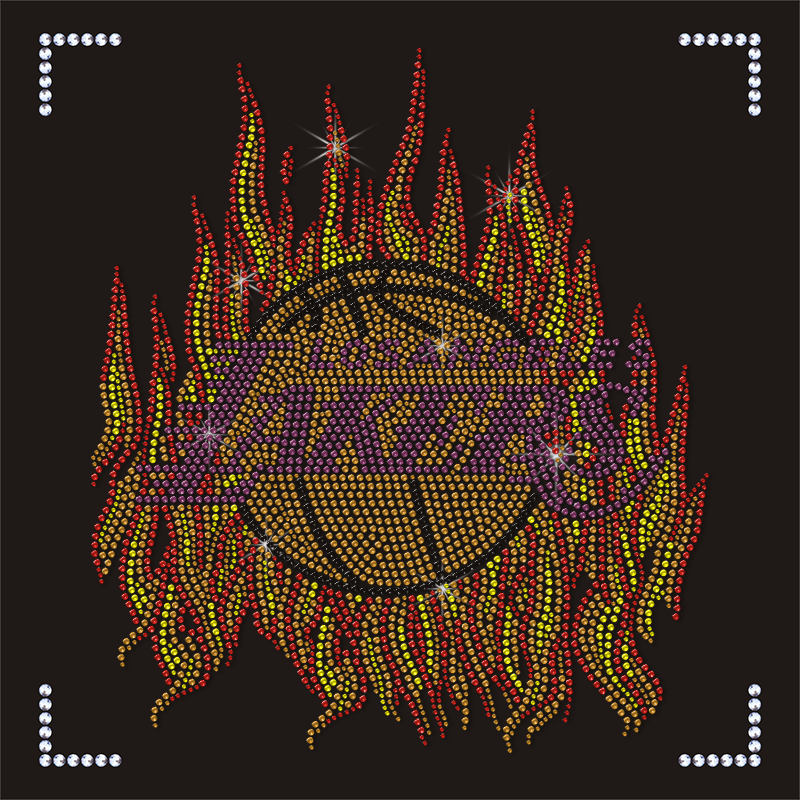 Hot Sale Basketball Sports Team Logo Rhinestone Hotfix Heat Transfer
