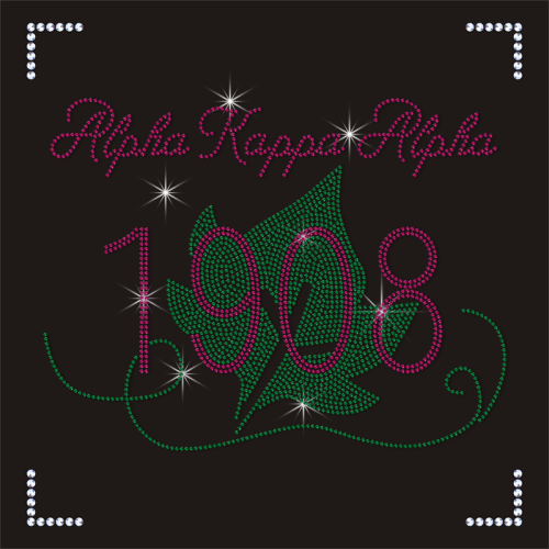 Custom AKA Alpha 1908 Rhinestone Transfer for Hoodies Tank Tops Tshirts