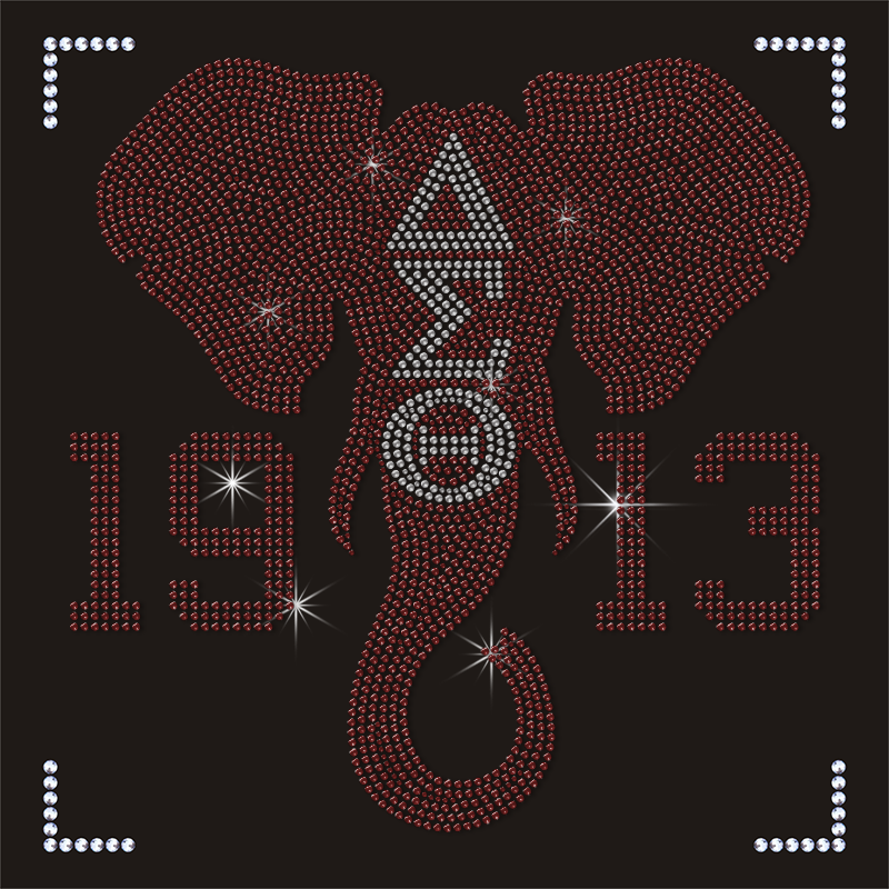 Wholesale DST Delta Print Rhinestone Transfer Bling Elephant Design for Clothing