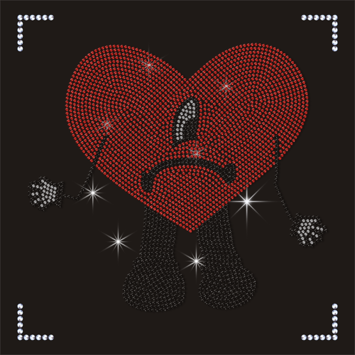 Custom Bad Bunny Hot Fix Motif Rhinestone Transfer Design for T-shirts