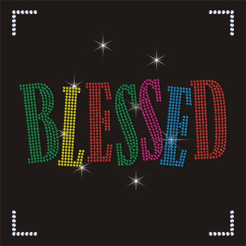 Blessed Transfer Motif Christian Design Heat Press Rhinestone Transfer