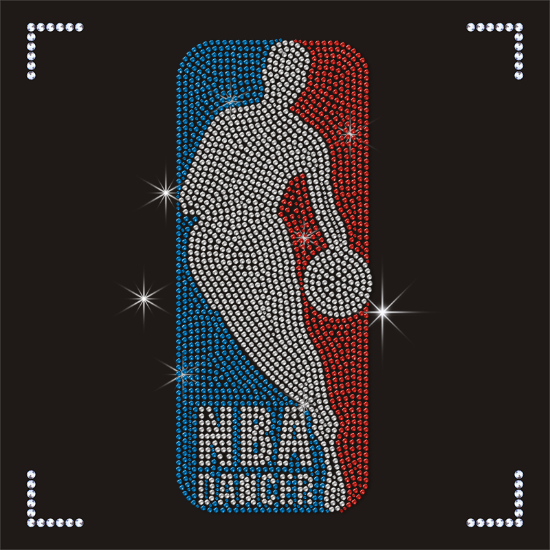 Shining NBA Dancer Design Custom Logo Rhinestone Heat Transfer