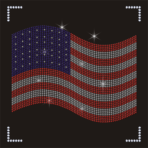Wholesale Fashion USA Flag Design Independance Day Rhinestone Transfer
