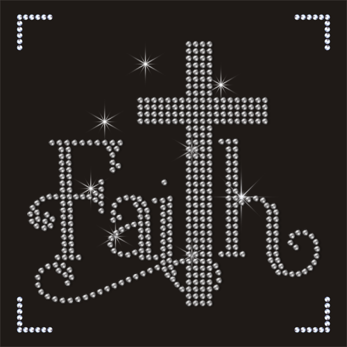 Custom Hotfix Faith Rhinestone Heat Transfer Motif Christian Designs for Clothing