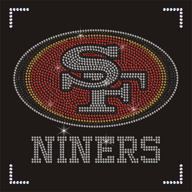 Bling Crystal Niners Rhinestone Heat Transfer Hot Fix Design for T-Shirt
