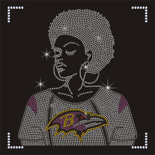 Crystal T-shirts Baltimore Ravens NFL Lady Logo Rhinestone Transfer