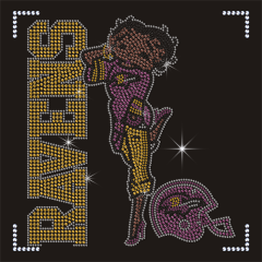 Custom Ravens Girl Rhinestone Heat Transfer Design for T-shirts