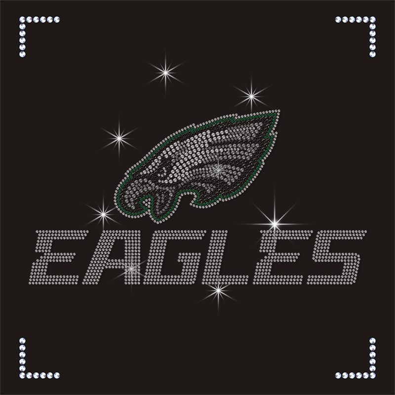 Custom Eagle NFL Logo Rhinestone Heat Transfer for Hoodie