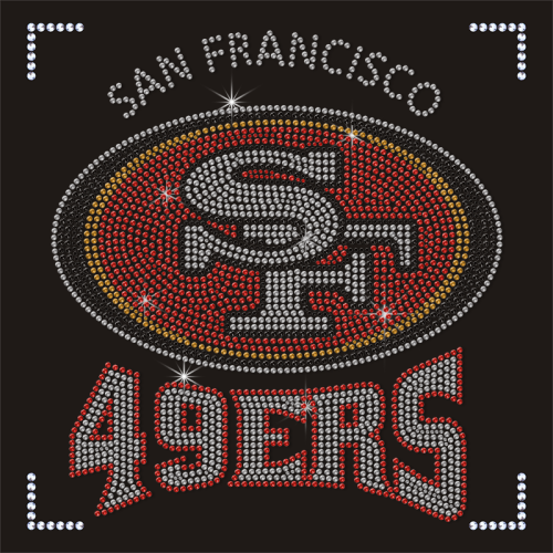 NFL Logo 49er Design High Quality Rhinestone Heat Transfers for Clothing