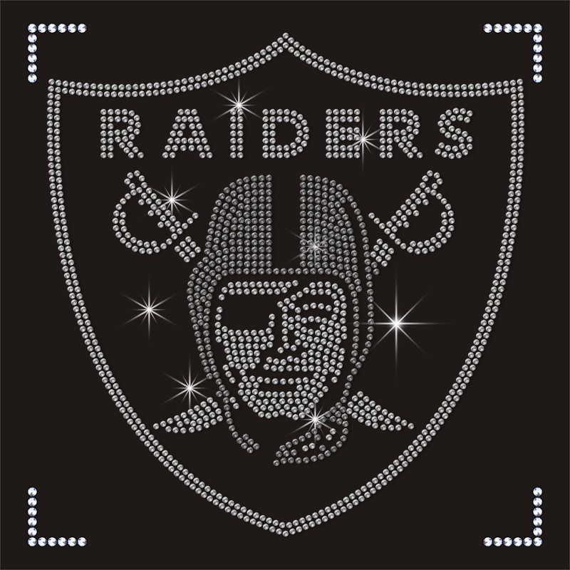 Shining Custom Raiders NFL Team Logo Rhinestone Heat Transfer
