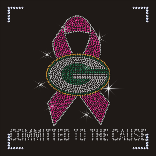 NFL Team Logo Packager Hotfix Rhinestone Pink Ribbon Pattern Transfer
