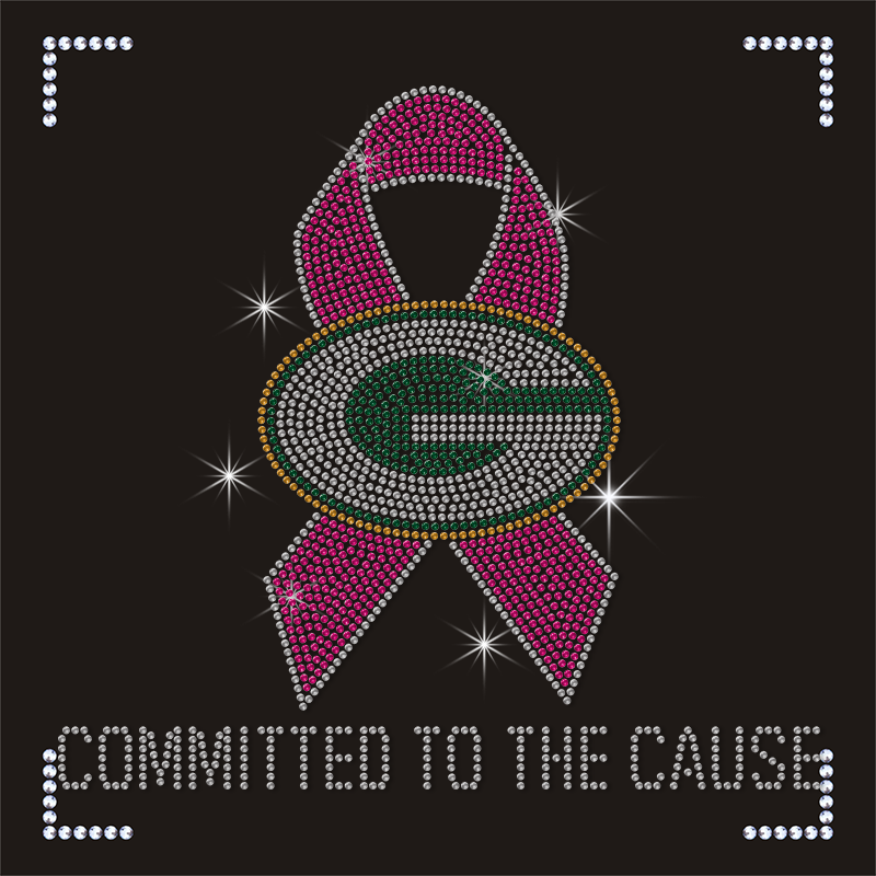 NFL Team Logo Packager Hotfix Rhinestone Pink Ribbon Pattern Transfer