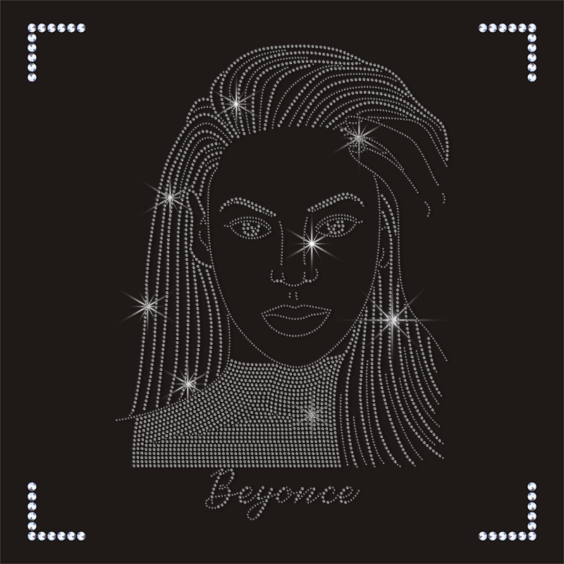 Hot Sale Beyonce Rhinestone Portrait Crystals Rhinestone Transfers for T shirt
